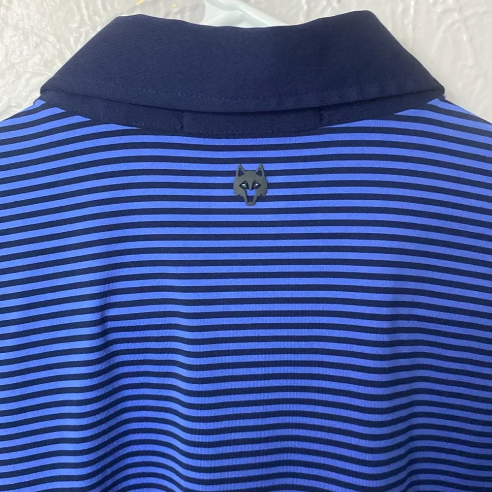 ⛳️ Greyson Men’s Navy Blue Stripped Golf Polo - L 🏌️♂️ - Picture 9 of 10